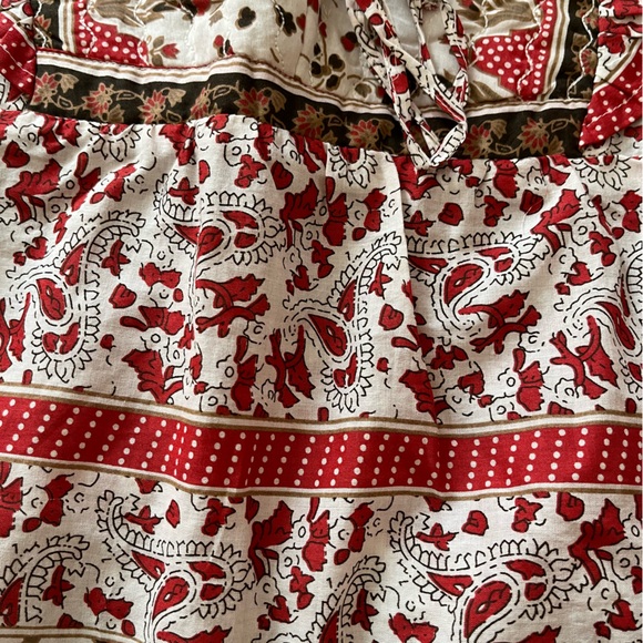 New women’s Calypso St Barth cotton quilt milkmaid boho flowy ruffle top. Large - Picture 9 of 16